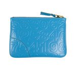 Leather Number Embossed Wallet Pouch // Blue