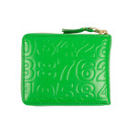 Leather Number Embossed Small Wallet // Green