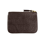 Leather Letter Embossed Wallet Pouch // Brown