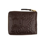 Leather Letter Embossed Small Wallet V1 // Brown