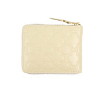 Leather Clover Embossed Small Wallet // Ivory