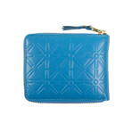 Leather Star Embossed Small Wallet // Blue