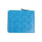 Leather Star Cardholder Zip Around Wallet // Blue