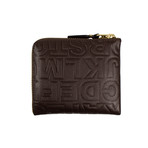 Leather Letter Embossed Slim Wallet // Brown