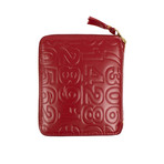 Leather Number Embossed Patchwork Square Wallet // Red