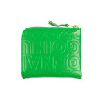 Leather Letter Embossed Slim Wallet // Green