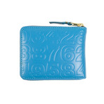 Leather Number Embossed Small Wallet // Blue