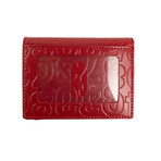 Leather Number Embossed Cardholder Wallet // Red