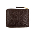 Leather Number Embossed Small Wallet V2 // Brown