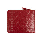 Leather Star Cardholder Zip Around Wallet // Red