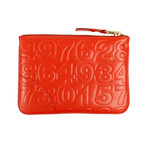Leather Number Embossed Wallet Pouch // Red
