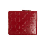 Leather Clover Cardholder Zip Around Wallet // Red