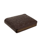 Leather Letter Embossed Small Wallet // Brown