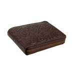 Leather Number Embossed Small Wallet V2 // Brown