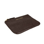 Leather Letter Embossed Wallet Pouch // Brown