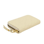 Leather Clover Embossed Mini Wallet Coin Purse // Ivory