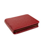 Leather Star Cardholder Zip Around Wallet // Red