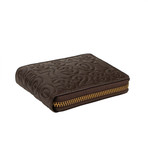 Leather Number Embossed Small Wallet // Brown