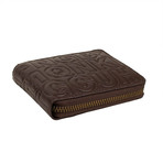 Leather Letter Embossed Small Wallet V1 // Brown