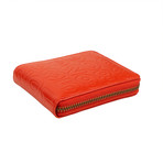 Leather Number Embossed Small Wallet // Red