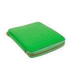 Leather Number Embossed Patchwork Square Wallet // Green