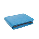 Leather Clover Cardholder Zip Around Wallet // Blue