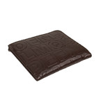 Leather Letter Embossed Slim Wallet // Brown