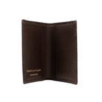 Leather Number Embossed Mini Cardholder Wallet // Brown