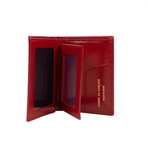 Leather Number Embossed Cardholder Wallet // Red