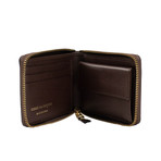 Leather Letter Embossed Small Wallet // Brown