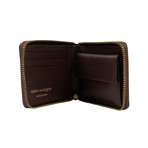 Leather Letter Embossed Small Wallet V1 // Brown