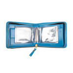 Leather Cardholder Zip Around Wallet // Blue