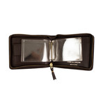 Leather Clover Cardholder Zip Around Wallet // Brown