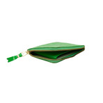 Leather Letter Embossed Slim Wallet // Green