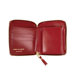 Leather Number Embossed Patchwork Square Wallet // Red