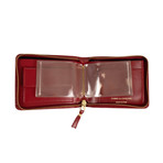 Leather Clover Cardholder Zip Around Wallet // Red