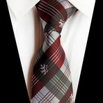 Handmade Silk Tie // Red + Silver Plaid Design