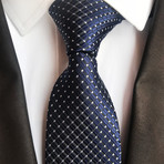 Handmade Silk Tie // White + Blue Design