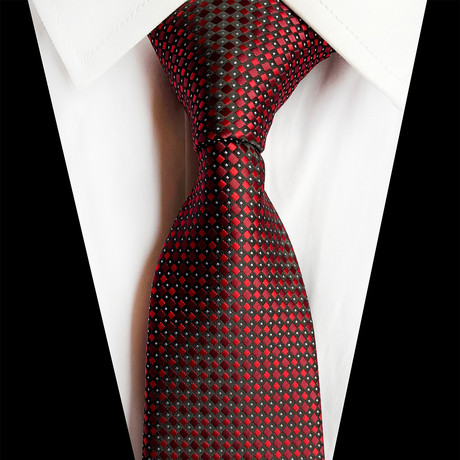 Handmade Silk Tie // Dark Red Scaled Design