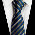 Handmade Silk Tie // Blue + Tan Stripe