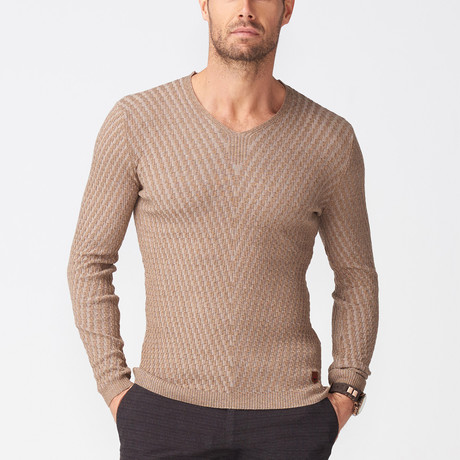 Isaac V-Neck Sweater // Beige (S)