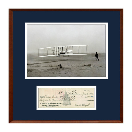 Orville Wright Signed Check Autograph Display