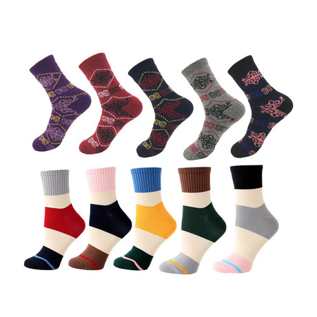 Assorted Soft Cotton Socks Bundle 1 // Multicolor // Pack of 10