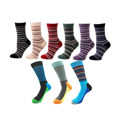 Assorted Soft Cotton Socks Bundle 3 // Multicolor // 9 Pack