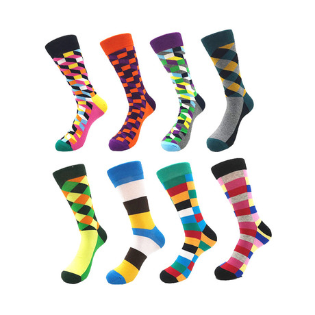 Assorted Soft Cotton Socks Bundle 12 // Multicolor // Pack of 8