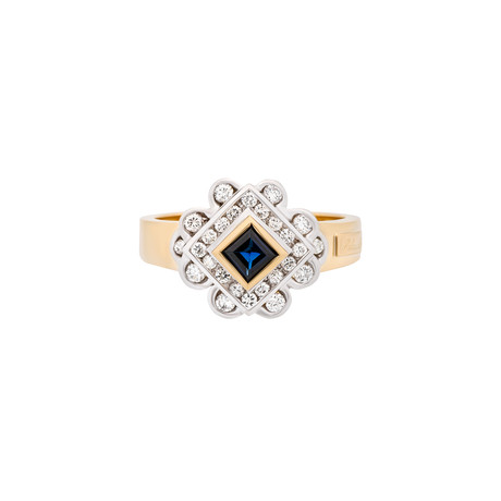 Vintage Palazzolo 18k Two-Tone Gold Diamond + Sapphire Ring // Ring Size: 7