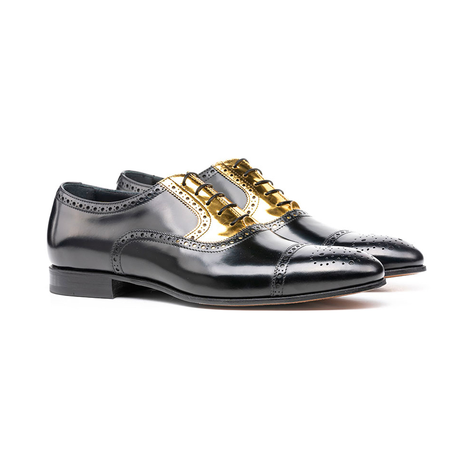 gold wingtip shoes