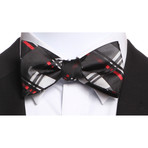 Self Tie Silk Bow Tie // Black + Silver Plaid