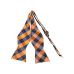 Self Tie Silk Bow Tie // Orange + Black Plaid