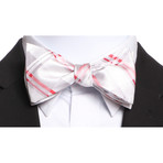 Self Tie Silk Bow Tie // White + Gray + Red Plaid